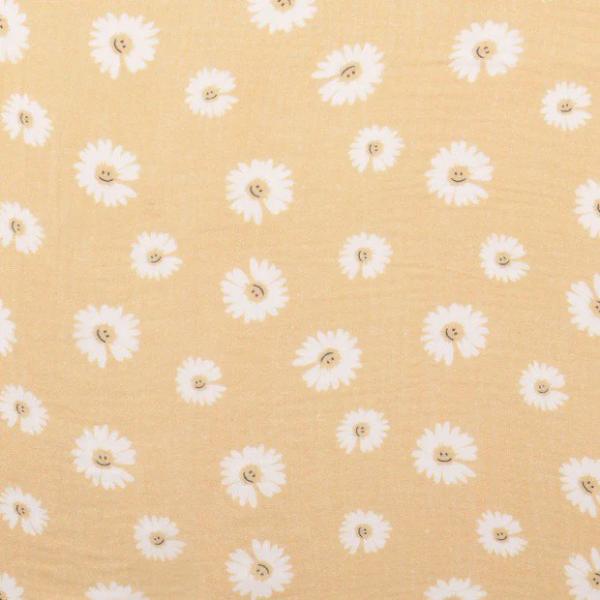 Musselin mit Blüten Beige